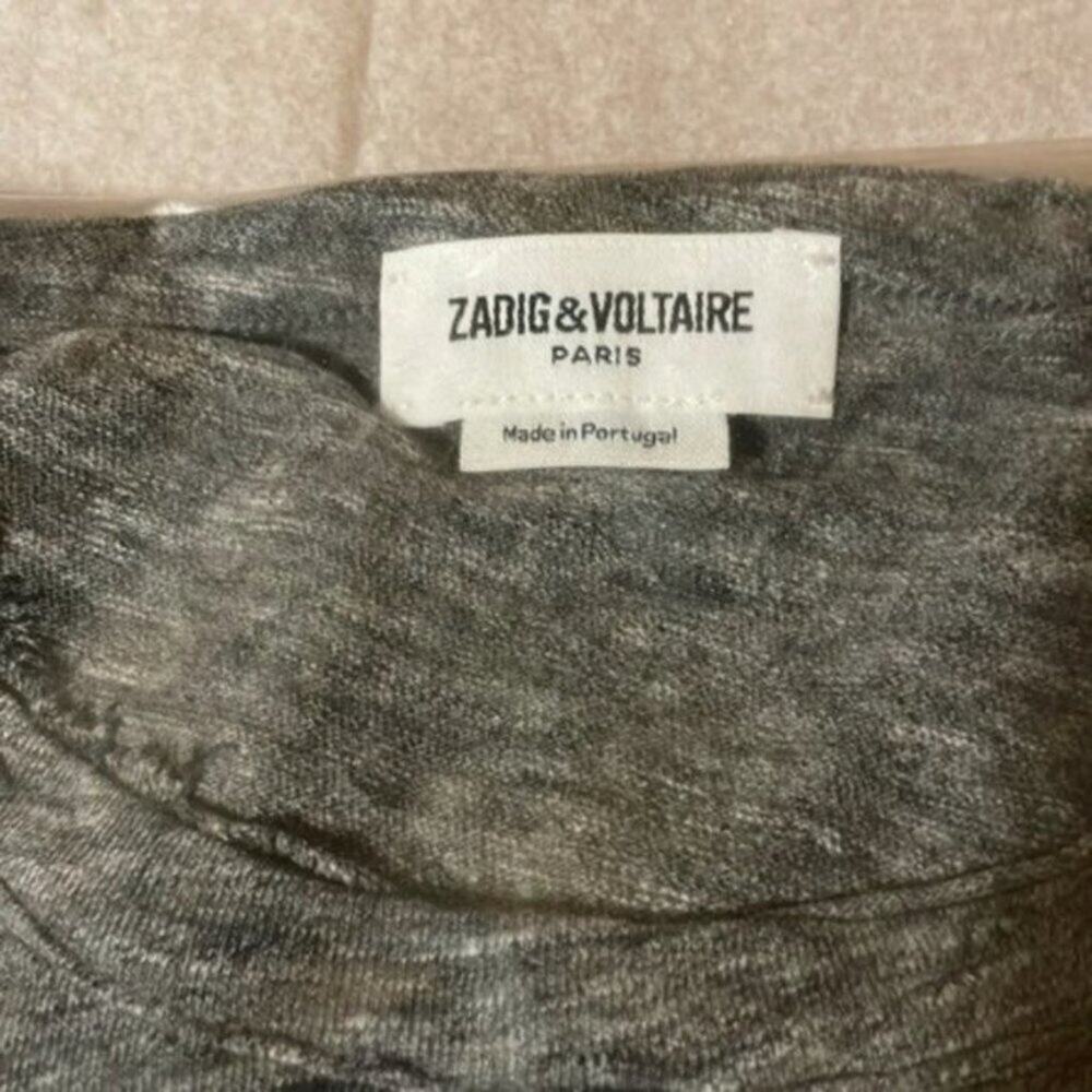 Zadig & Voltaire Flocked Rock Detail Tee Gray M - Picture 7 of 9